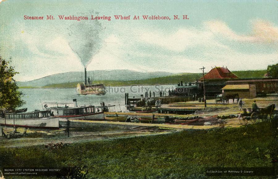 Postcard: Steamer Mt. Washington Leaving Wharf at Wolfeboro, New Hampshire
